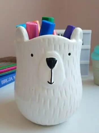 Lapicero en cerámica con cara de oso polar