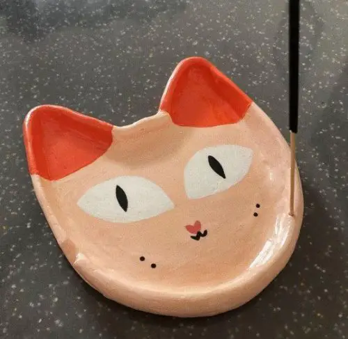 Cenicero en cerámica con forma de gato